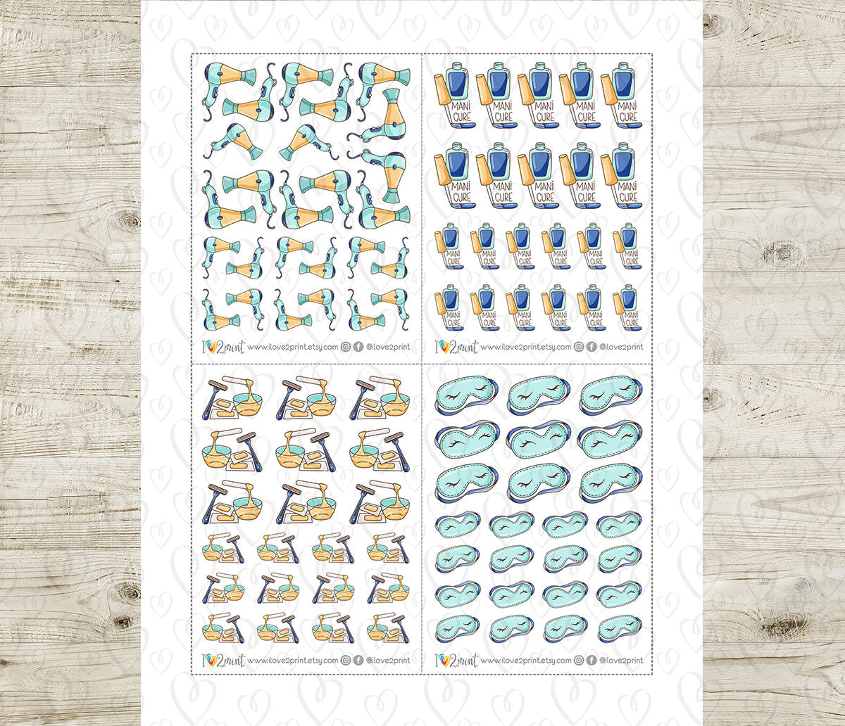Elena Pampering - COLOR Printable Planner Sticker - PDF & Cut Files