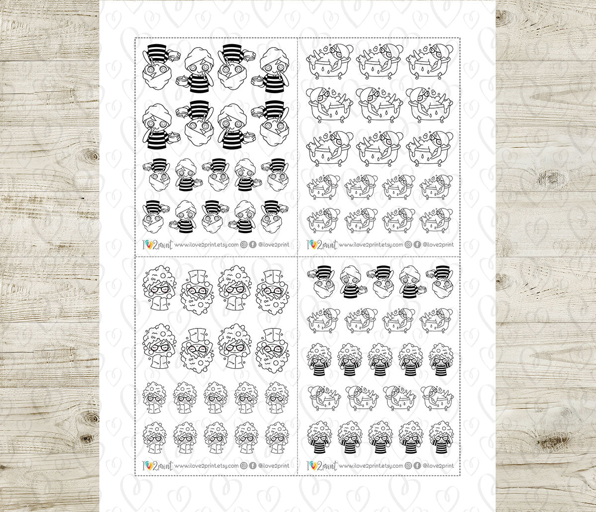 Elena Pampering - DOODLE Printable Planner Sticker - PDF & Cut Files