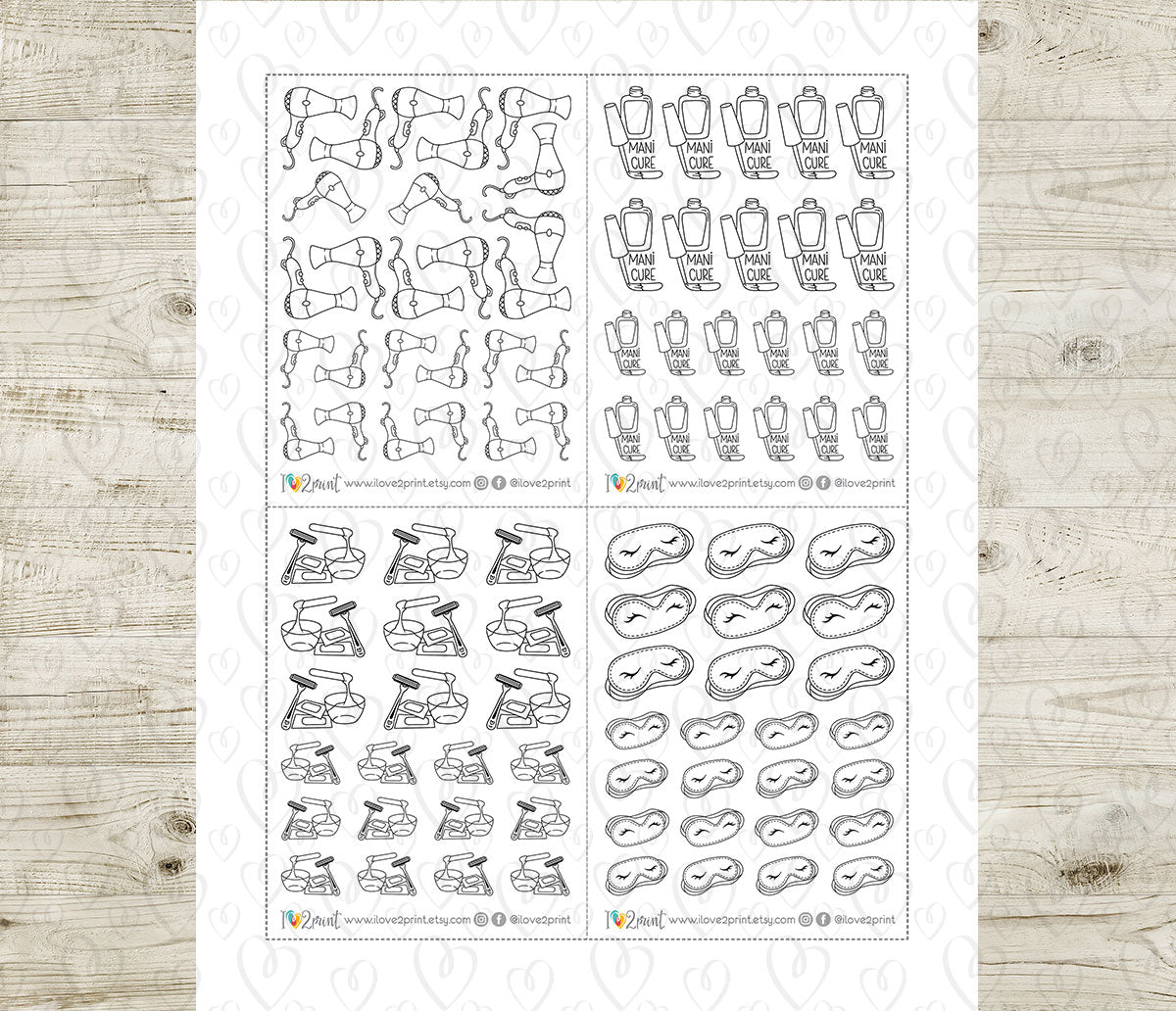 Elena Pampering - DOODLE Printable Planner Sticker - PDF & Cut Files