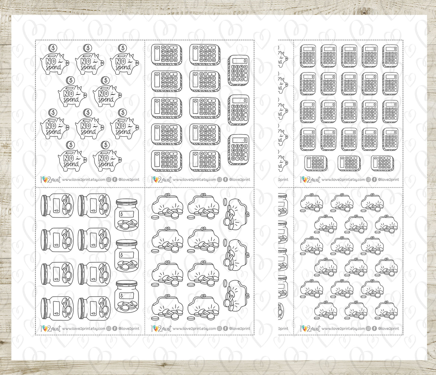 Pay Bills Elena - DOODLE Printable Planner Sticker - PDF & Cut Files