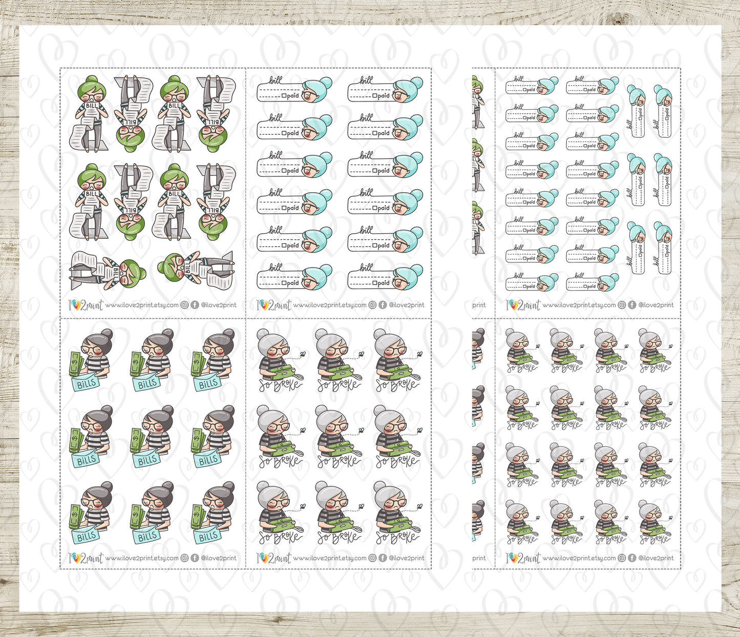 Pay Bills Elena - FAIR SKIN Printable Planner Sticker - PDF & Cut Files