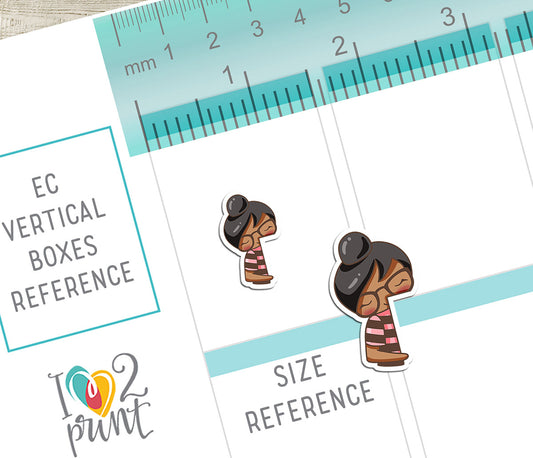Elena Peek a Boo Printable Planner Sticker - Brown Skin & Black Hair - PDF & Cut Files
