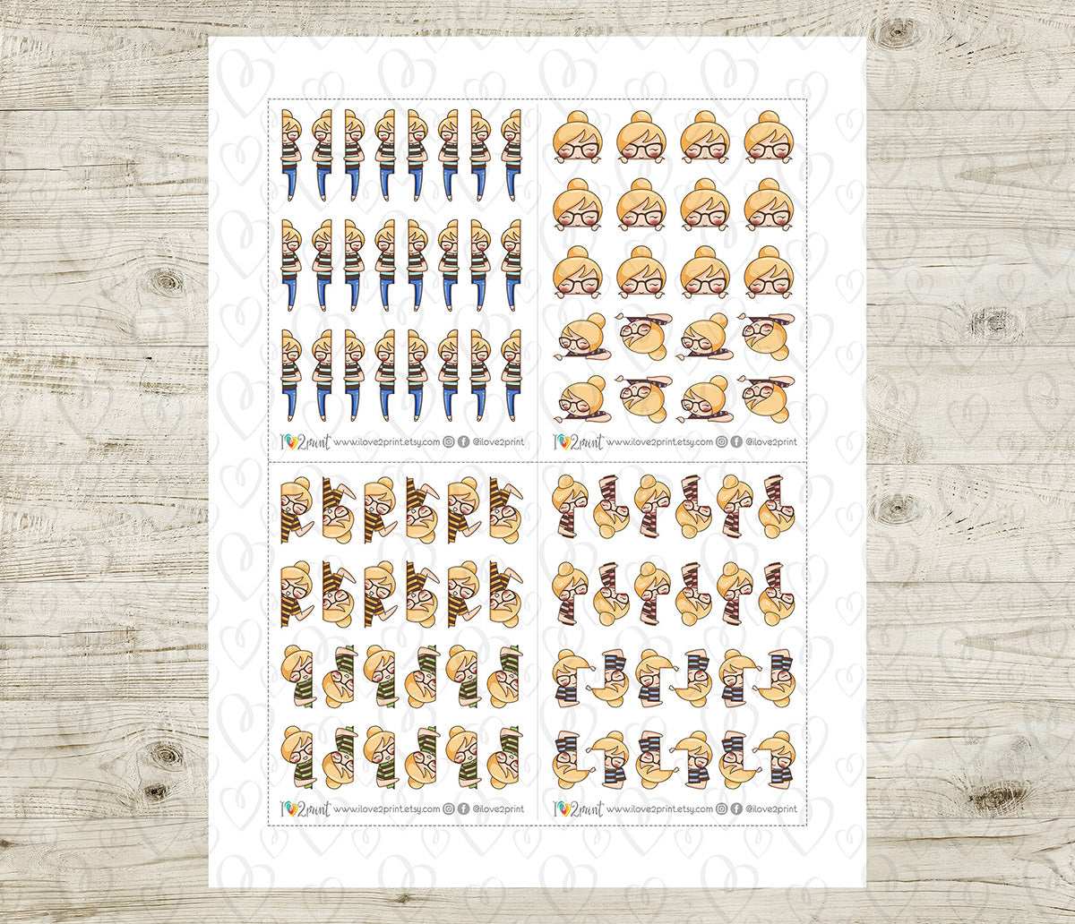 Elena Peek a Boo Printable Planner Sticker - Fair Skin & Blond Hair - PDF & Cut Files