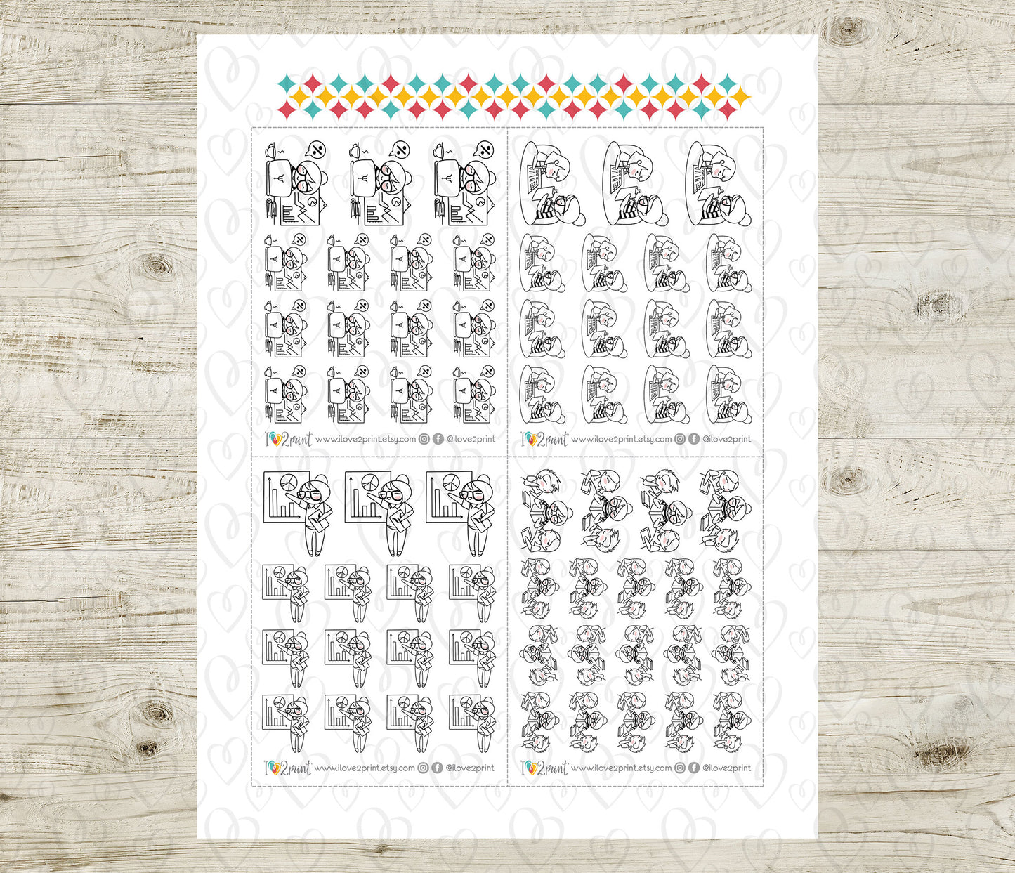Elena Psychology Doodle Printable Stickers | Professional Therapy | 2 Sizes | PDF Cut Files