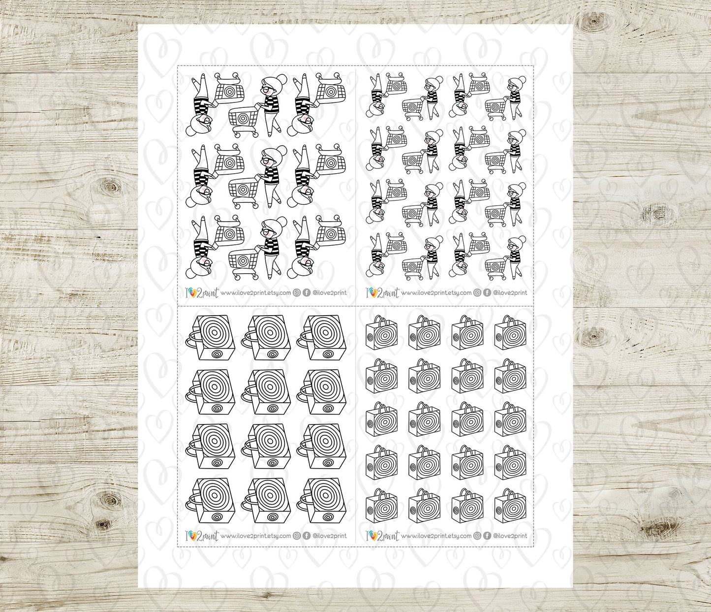 Famous Shopping Stores Elena - DOODLE Printable Planner Sticker - PDF & Cut Files