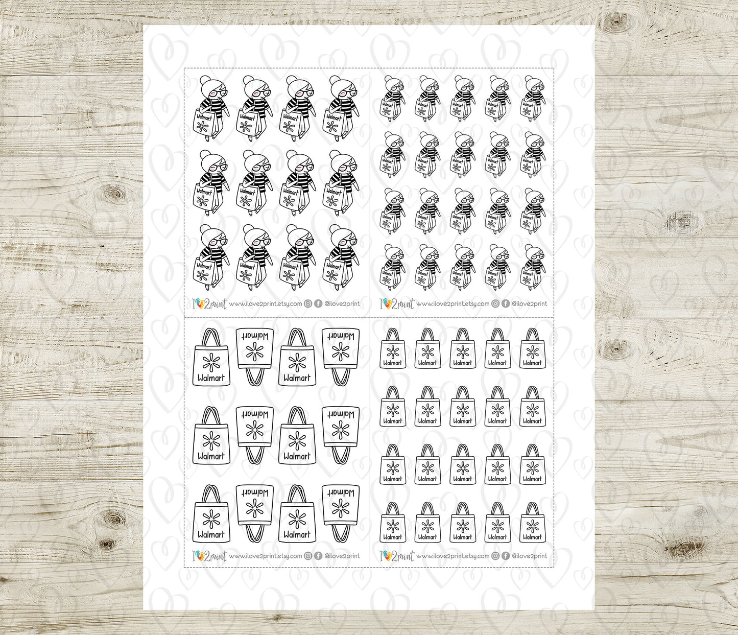 Famous Shopping Stores Elena - DOODLE Printable Planner Sticker - PDF & Cut Files