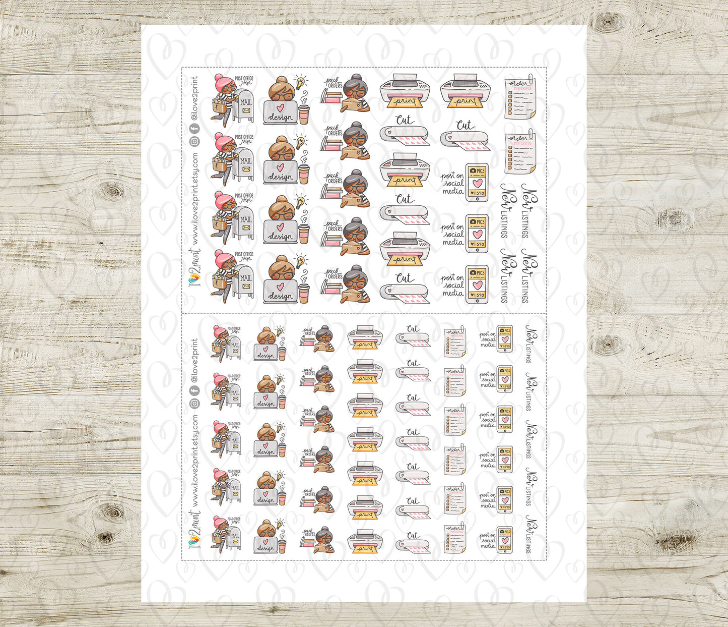 Elena Stickers Shop – Color Printable Planner Stickers – PDF + Cut Files – Instant Download