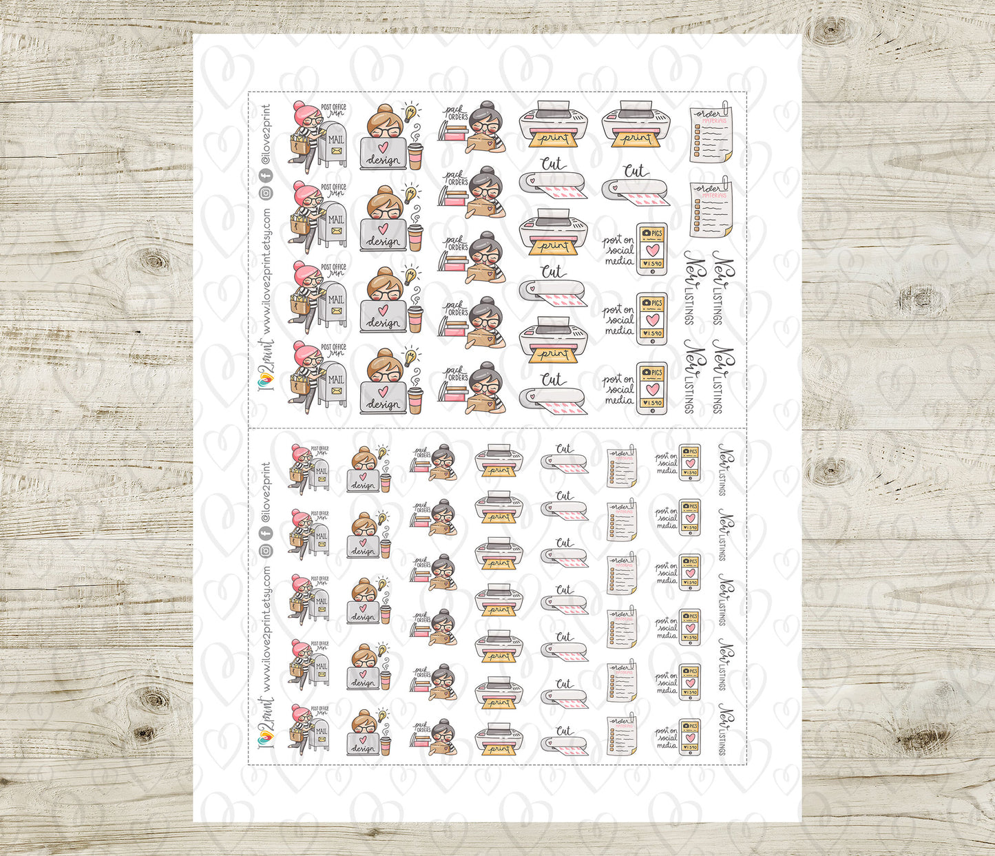 Elena Stickers Shop – Color Printable Planner Stickers – PDF + Cut Files – Instant Download
