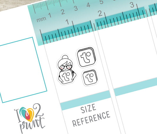 Streaming Services SET 3 – Elena Planner Girl – Printable Planner Stickers – PDF + Cut Files – Pluto, Roku, Freevee, Tubi