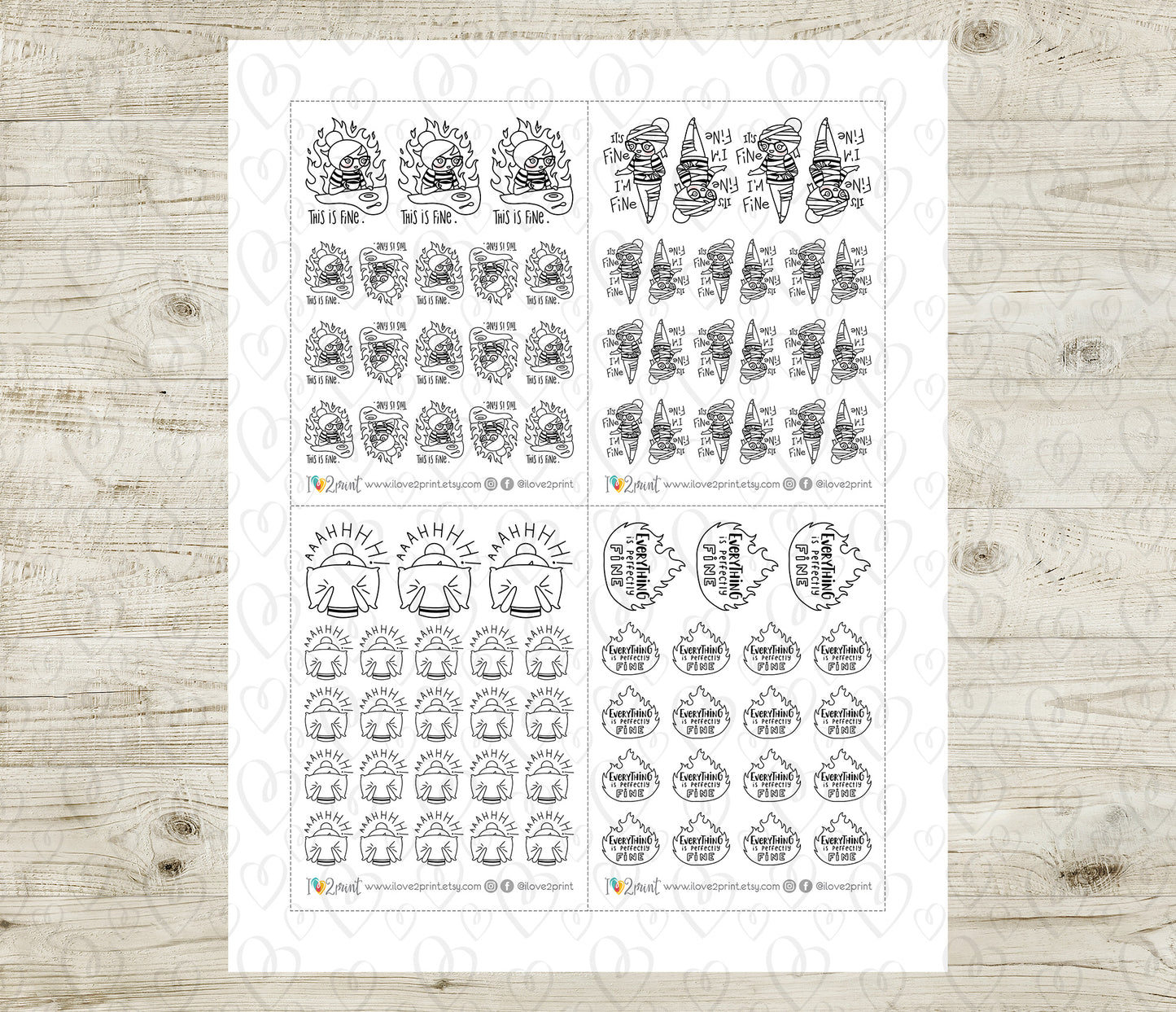 This is Fine Elena – DOODLE Printable Planner Stickers – PDF & Cut Files