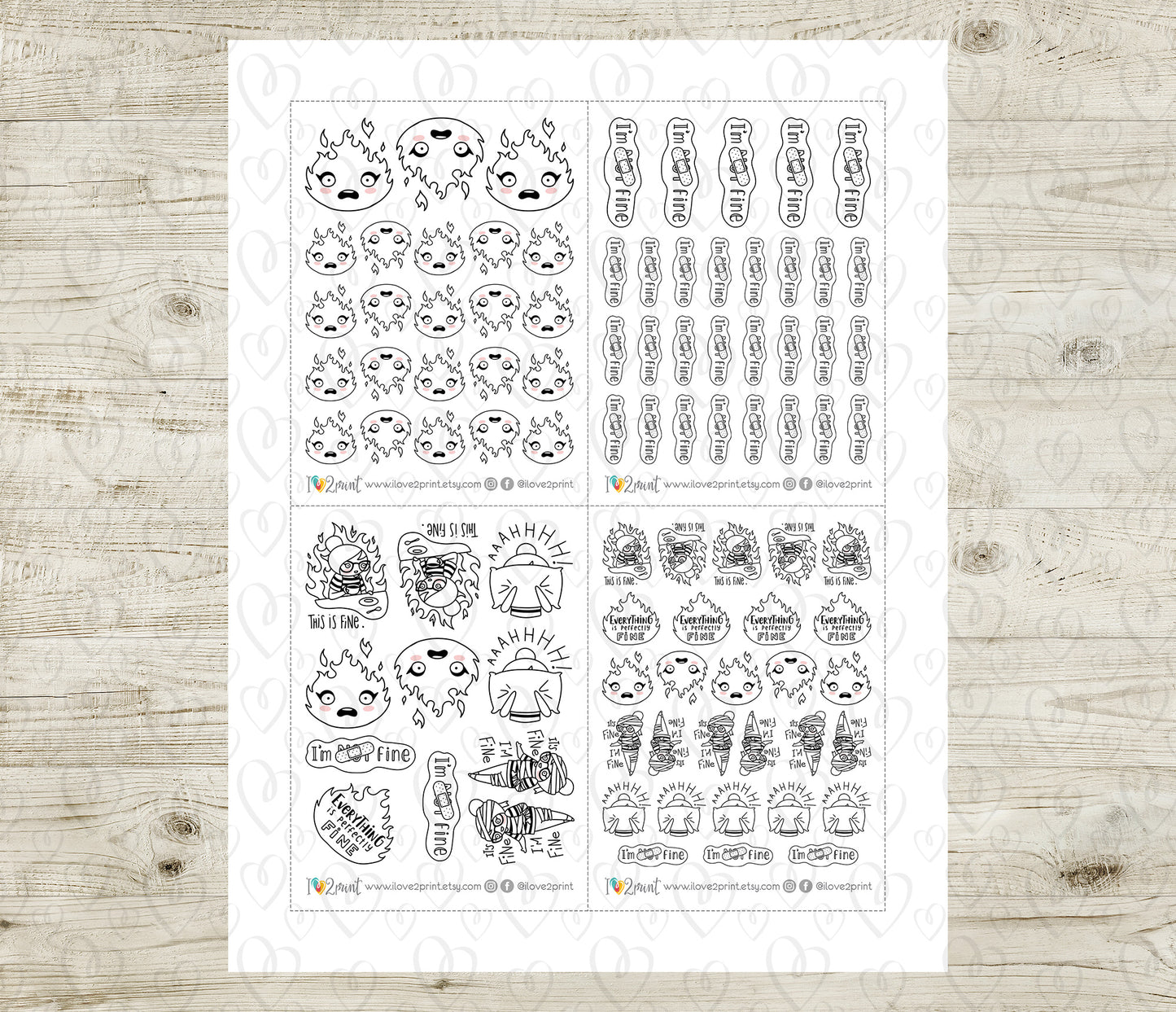 This is Fine Elena – DOODLE Printable Planner Stickers – PDF & Cut Files