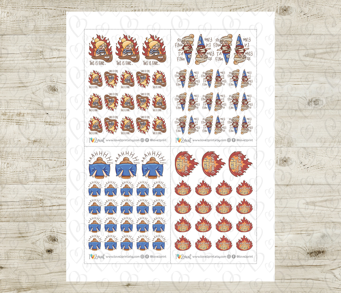 This is Fine Elena – COLOR (2 skin tones) Printable Planner Stickers – PDF & Cut Files