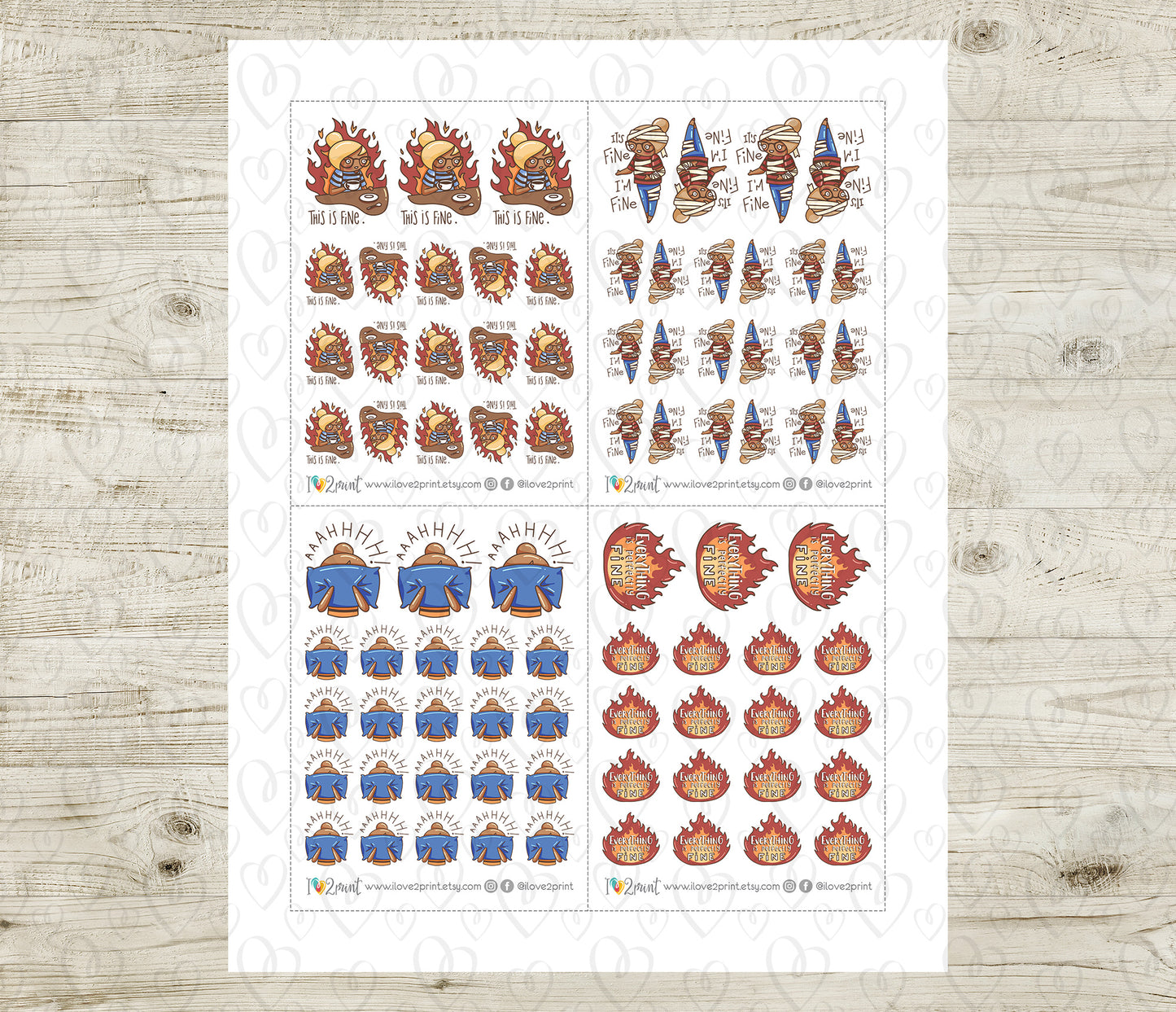 This is Fine Elena – COLOR (2 skin tones) Printable Planner Stickers – PDF & Cut Files