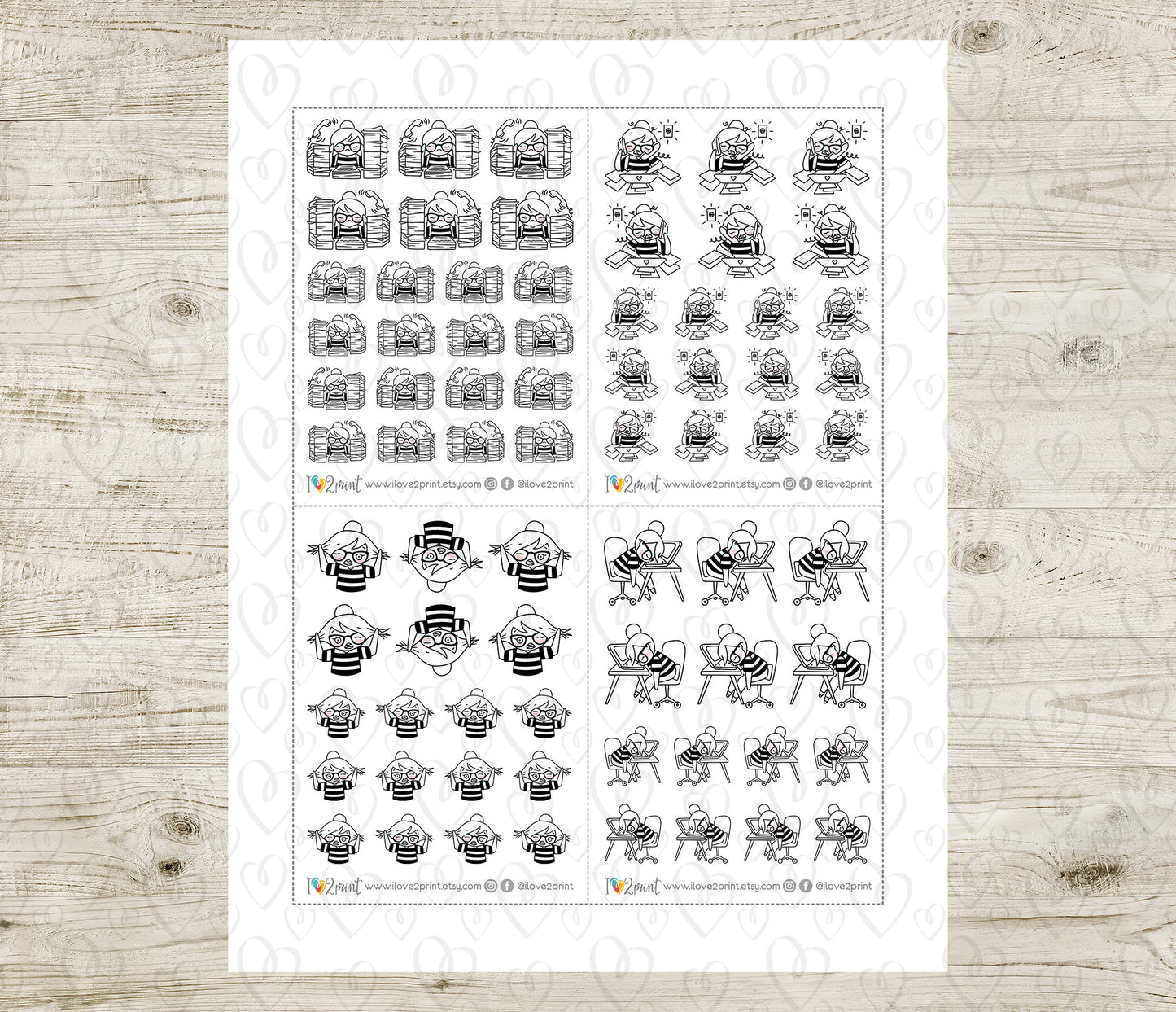 Elena Work Overload - DOODLE Printable Planner Sticker - PDF & Cut Files