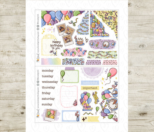 Elena Happy Birthday Bullet Journal Stickers | Printable Bujo Birthday | PDF Cut Files | Instant Download