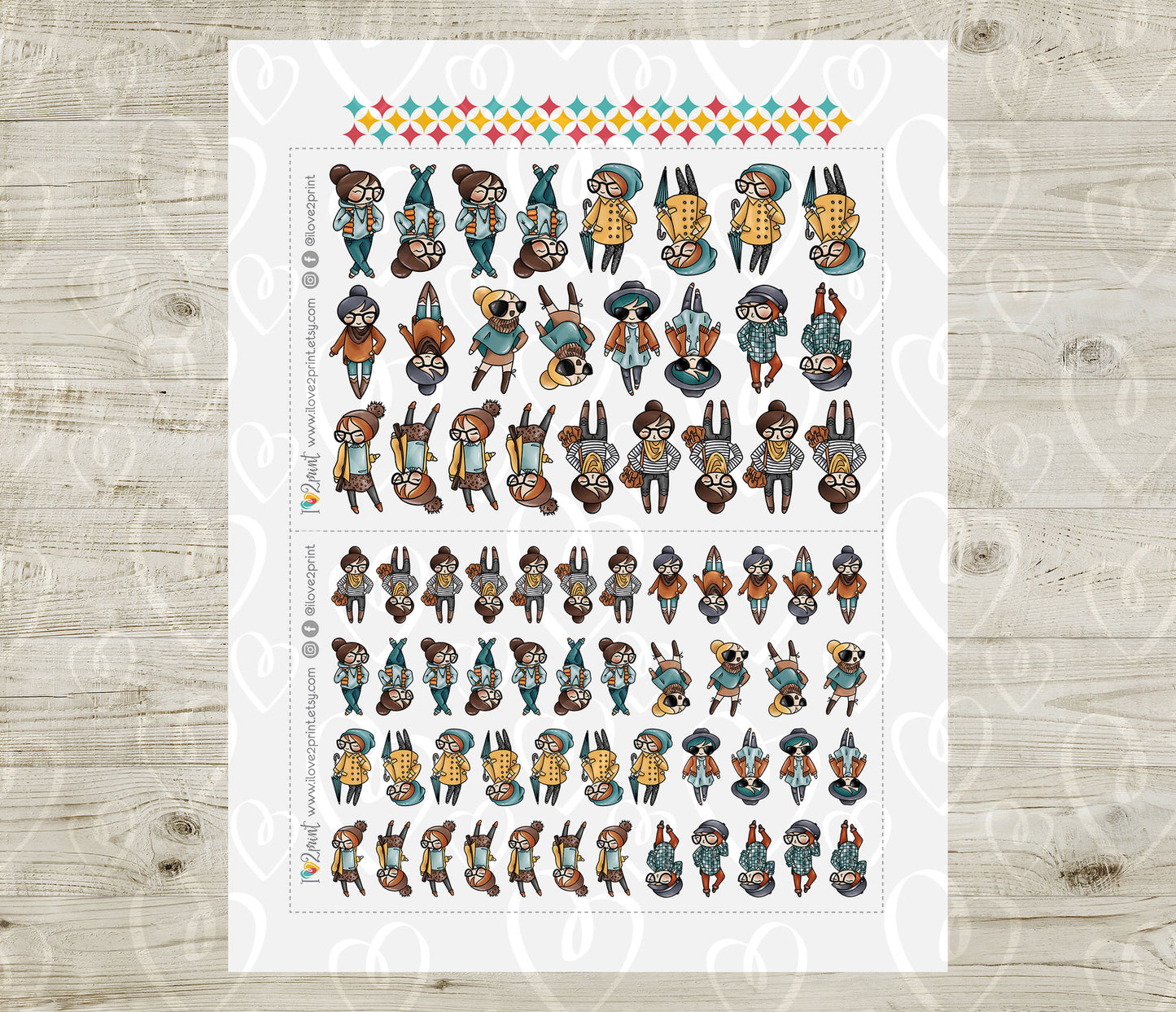 Elena Fall Outifit SET 1 – Light Skin Printable Planner Stickers – PDF + Cut Files