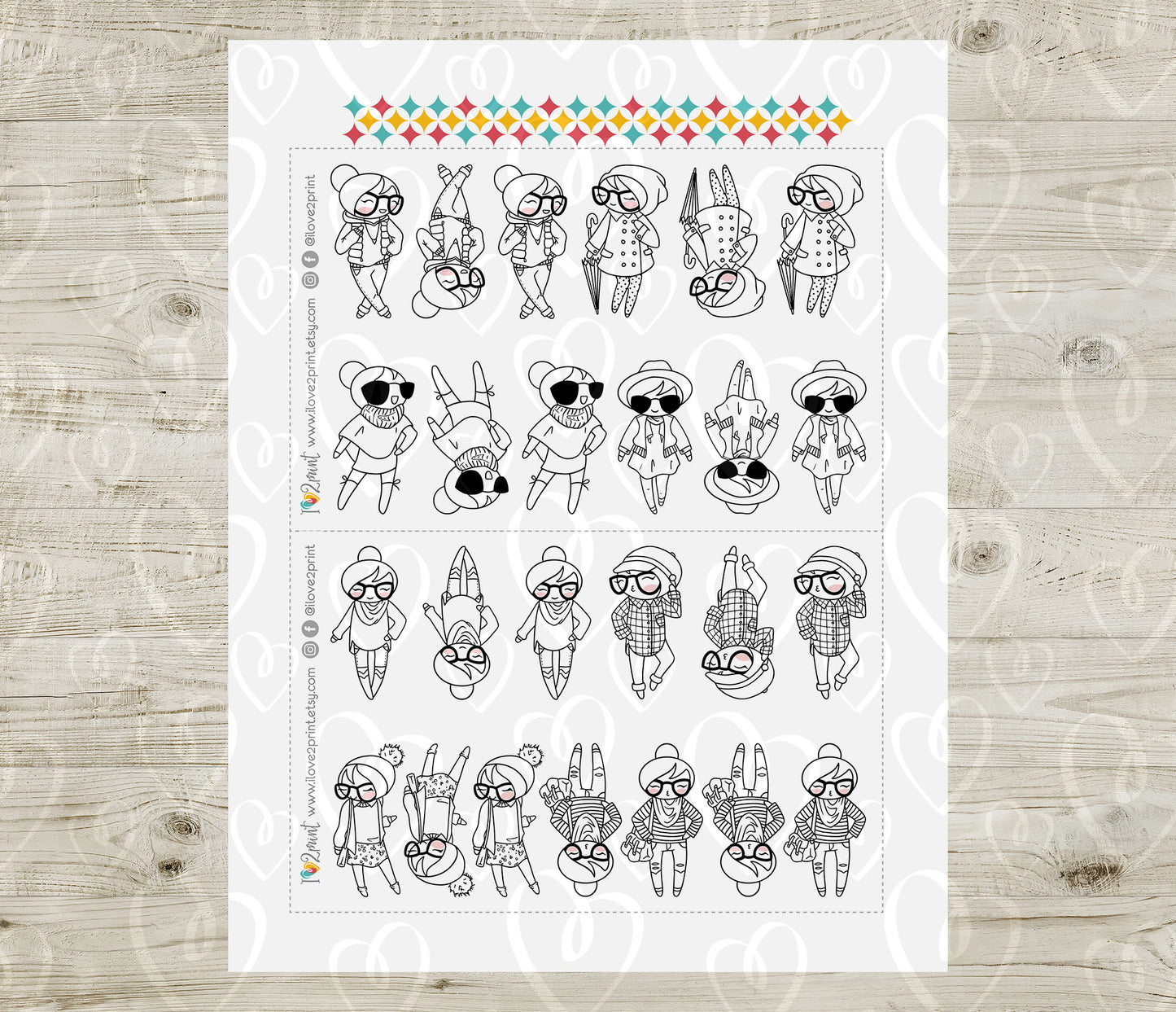 Elena Fall Outifit SET 1 – DOODLE Printable Planner Stickers – PDF + Cut Files