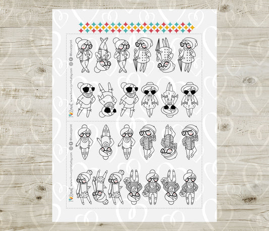 Elena Fall Outifit SET 1 – DOODLE Printable Planner Stickers – PDF + Cut Files