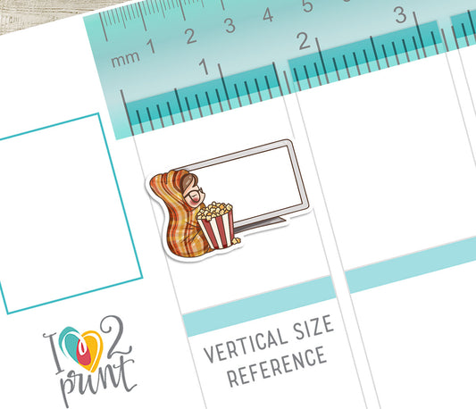 FREEBIE – Elena Fall TV Watching – Printable Planner Stickers – PDF + Cut Files – Instant Download