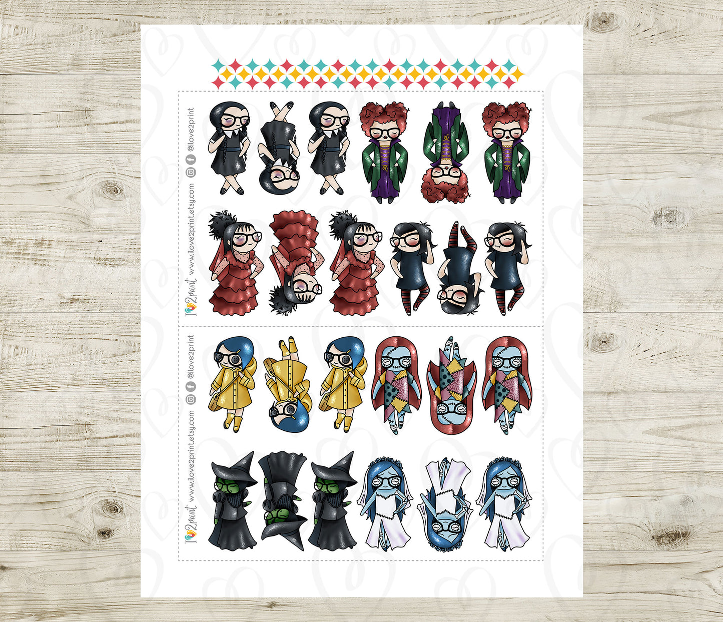 Elena Planner Girl – Halloween Costume FAIR SKIN Printable Stickers – Famous Characters – PDF & Cut Files