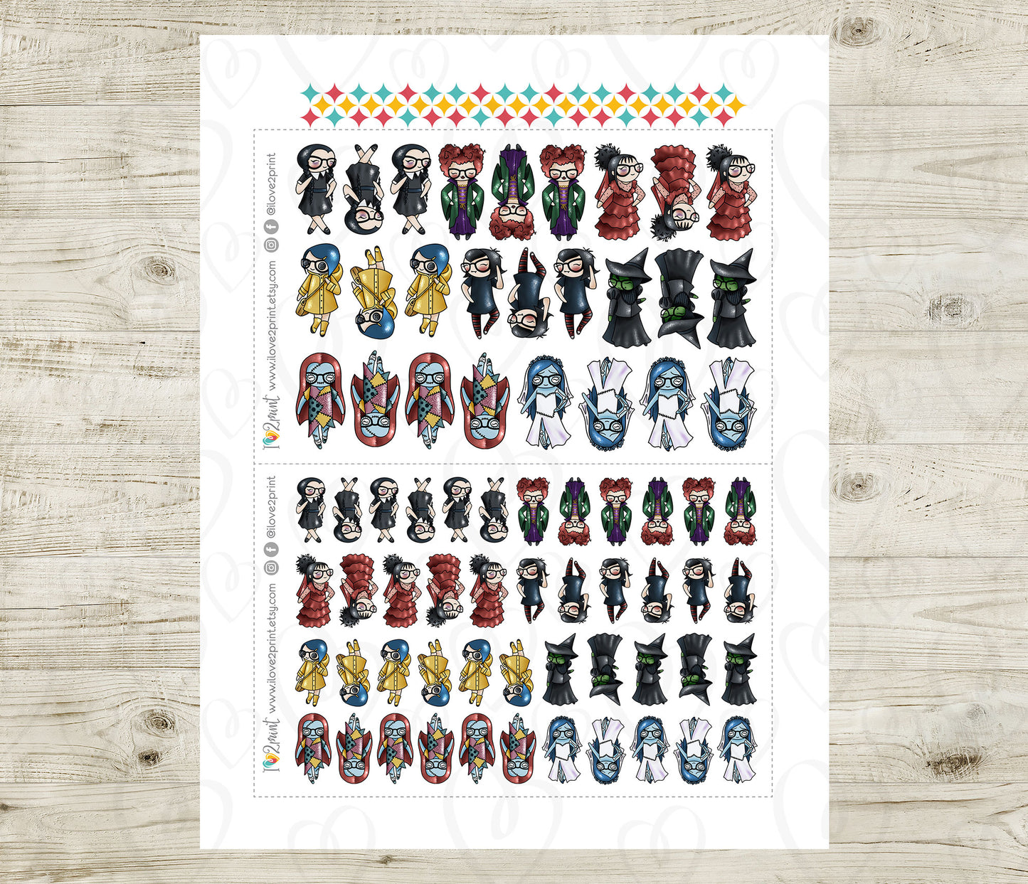 Elena Planner Girl – Halloween Costume FAIR SKIN Printable Stickers – Famous Characters – PDF & Cut Files