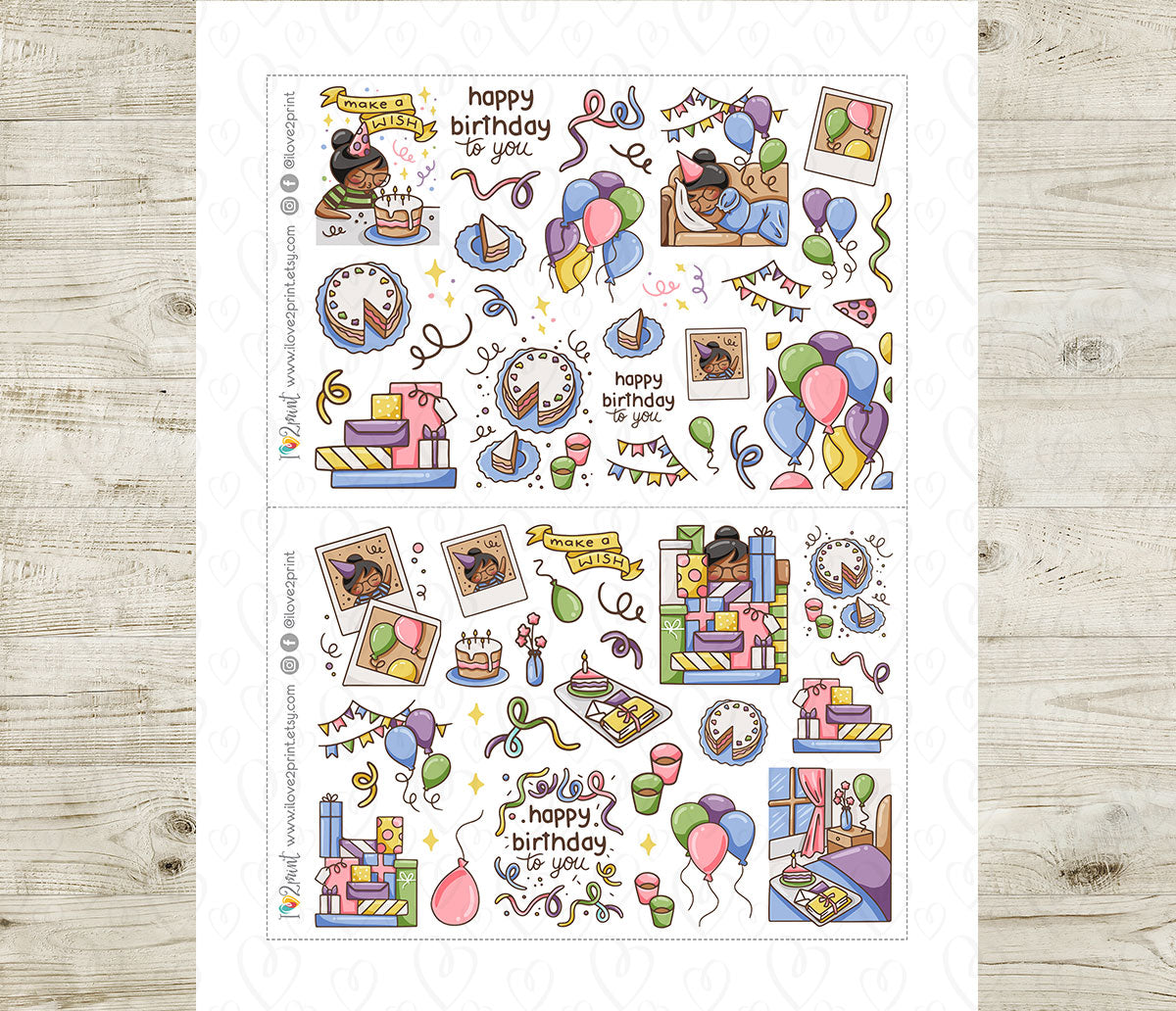 Elena Happy Birthday Decorative Stickers | Printable Planner Stickers | PDF Cut Files | Instant Download