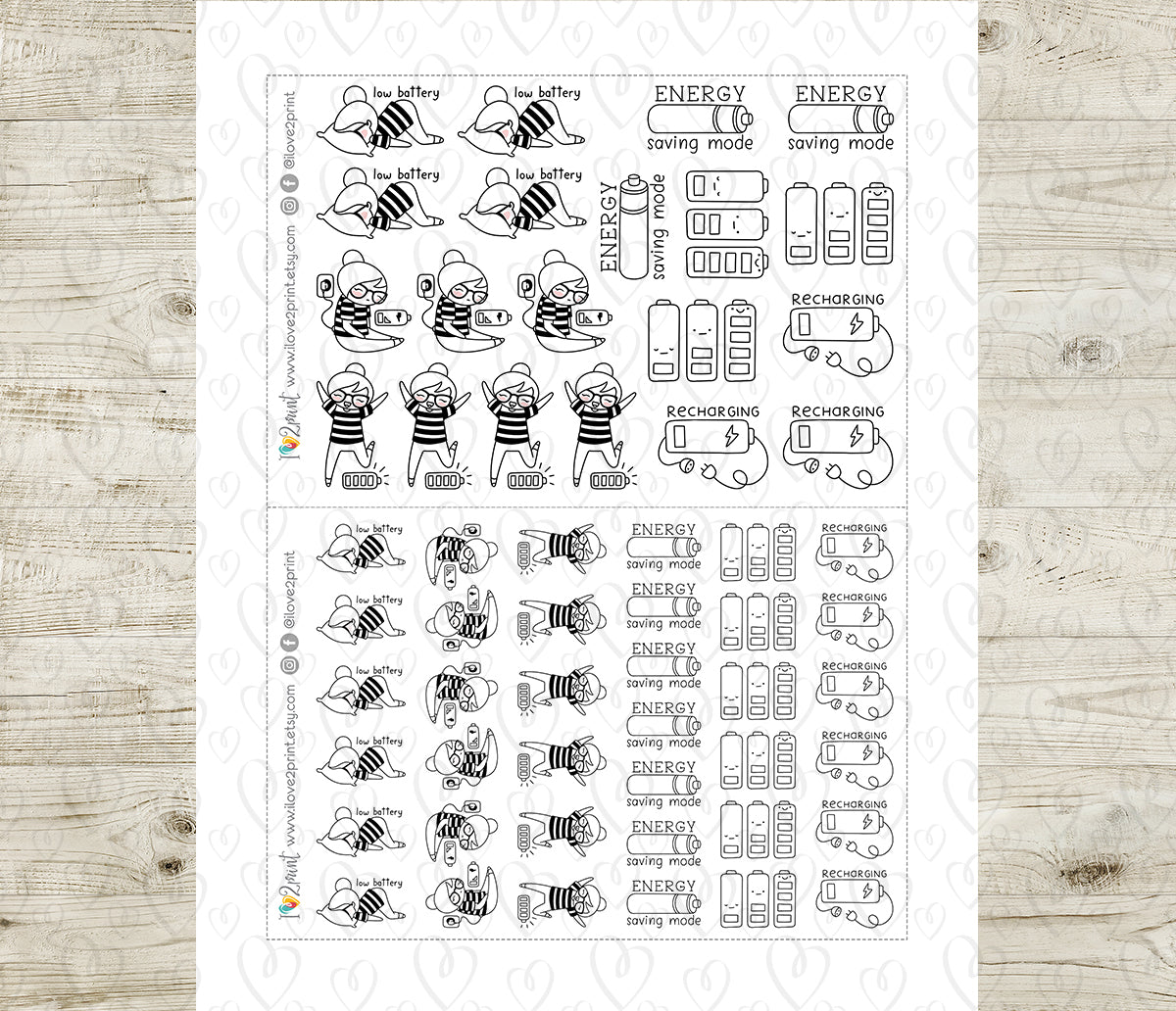 Elena Recharging - DOODLE Printable Planner Sticker - PDF & Cut Files