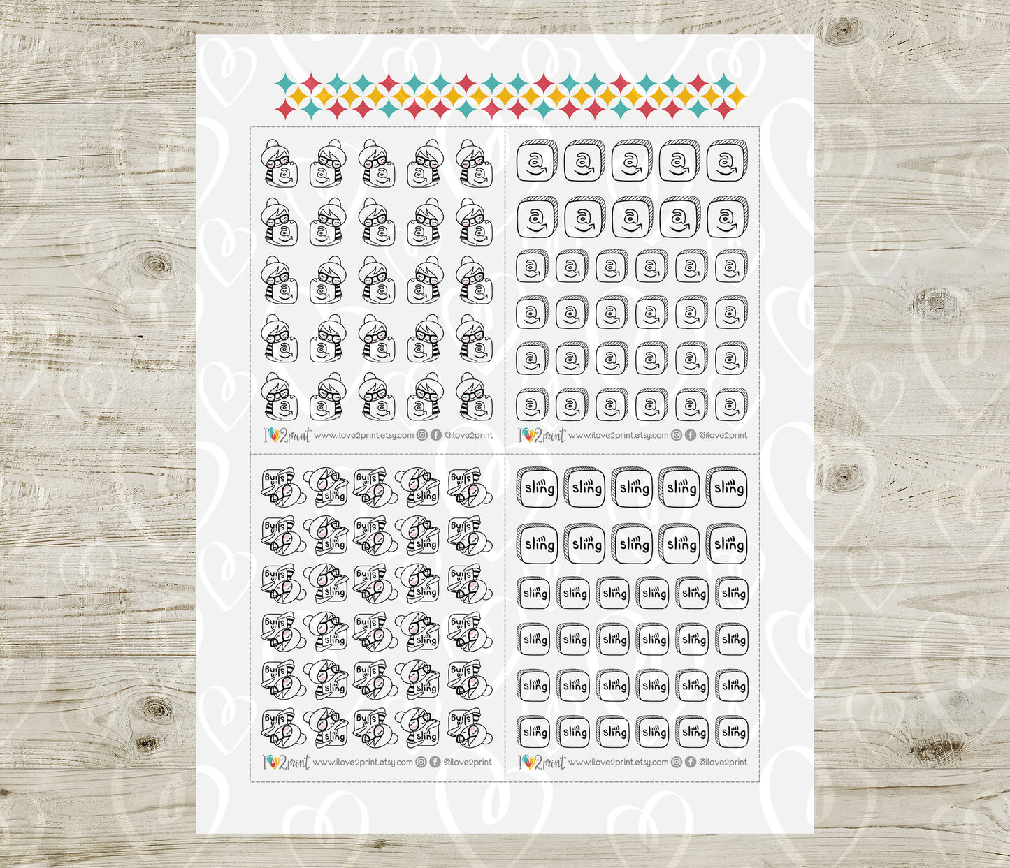 Streaming Services SET 1 – Elena Planner Girl – Printable Planner Stickers – PDF + Cut Files – Netflix, Hulu, Disney+