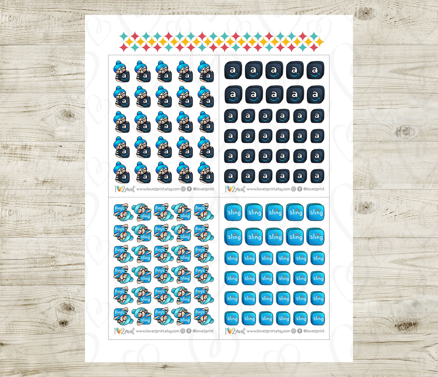 Streaming Services SET 2 – COLOR Elena Planner Girl – Printable Planner Stickers – PDF + Cut Files – Youtube, HBO, Amazon Prime, Sling TV
