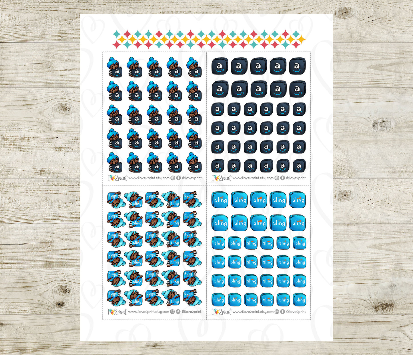 Streaming Services SET 2 – COLOR Elena Planner Girl – Printable Planner Stickers – PDF + Cut Files – Youtube, HBO, Amazon Prime, Sling TV