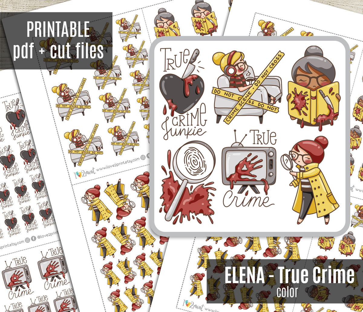 Elena True Crime - COLOR Printable Planner Sticker - PDF & Cut Files