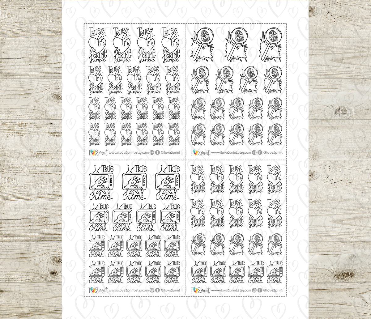 Elena True Crime - DOODLE Printable Planner Sticker - PDF & Cut Files