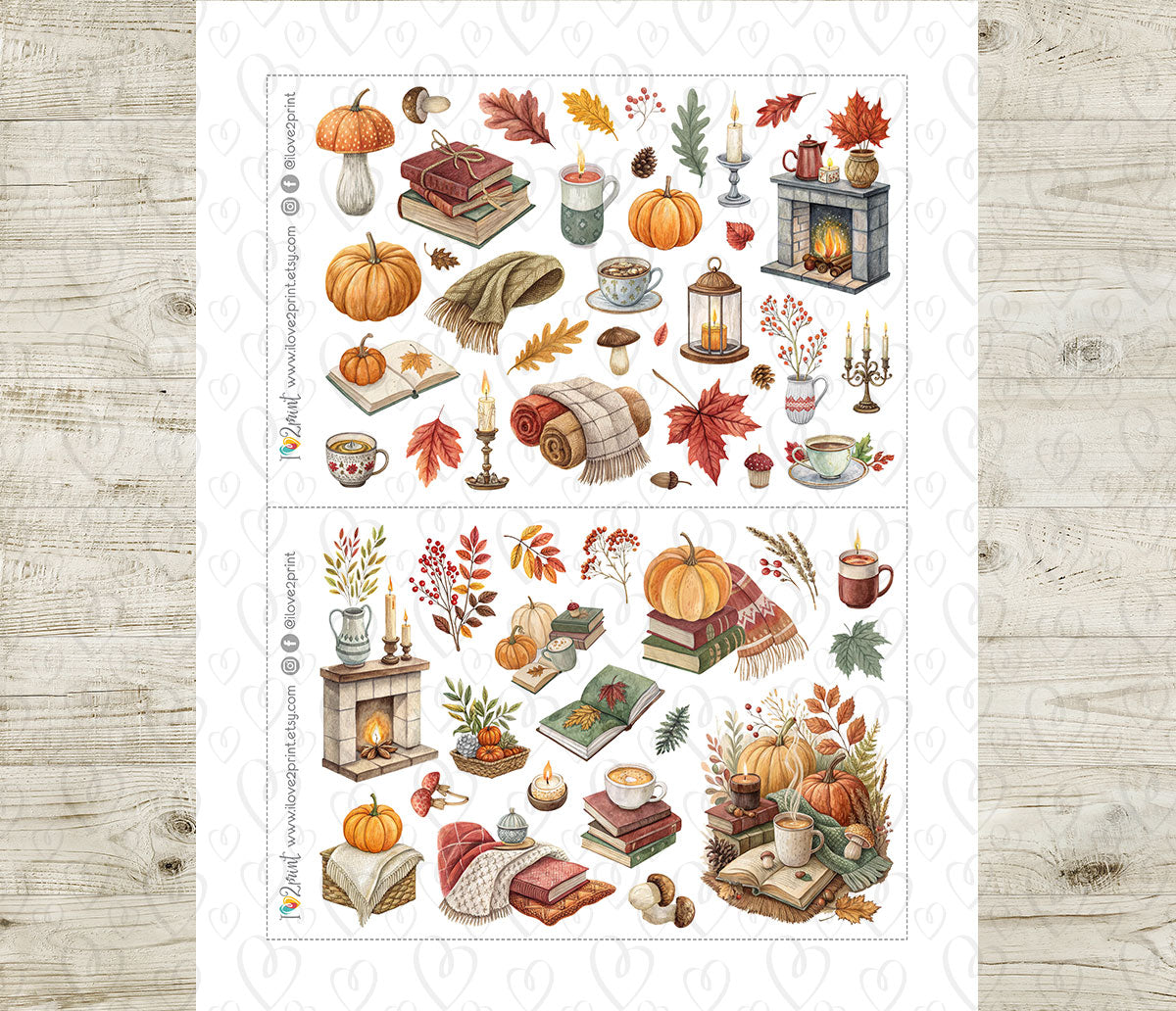 Fall Aesthetic – Printable Stickers – PDF & Cut Files