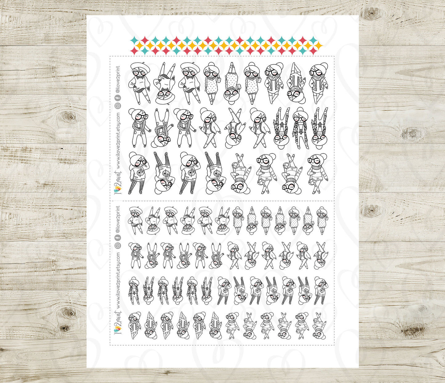 Elena Fall Outifit SET 2 – DOODLE Printable Planner Stickers – PDF + Cut Files