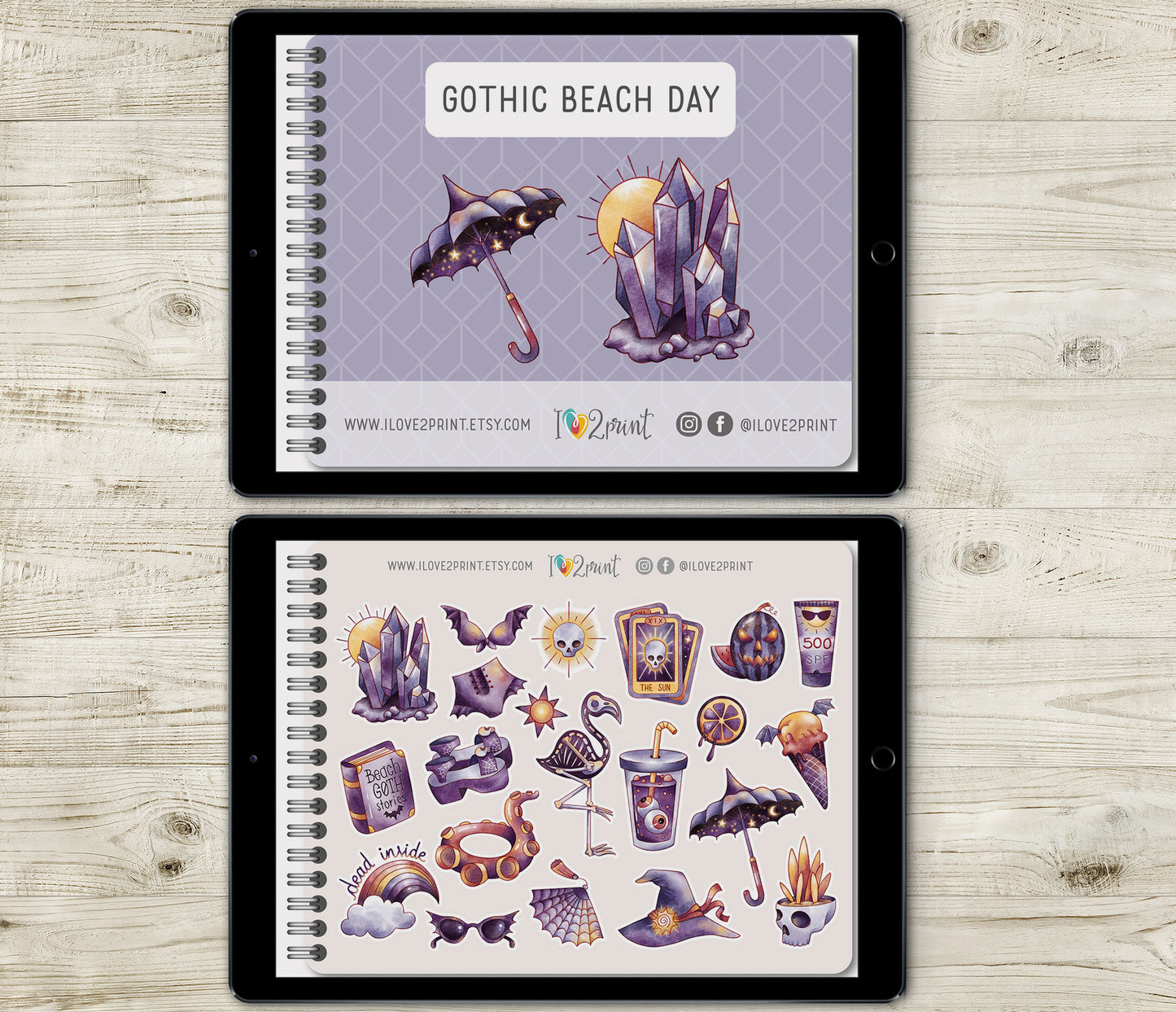 Summer Goth Decorative Stickers - Pre-Cropped GoodNotes Digital Sticker Book