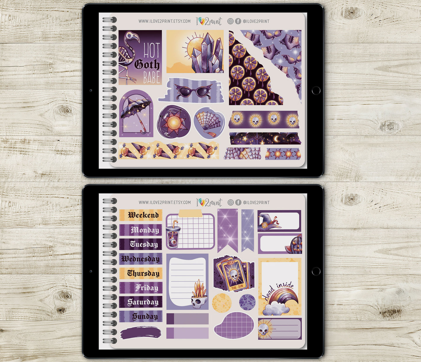 Summer Goth Decorative Stickers - Pre-Cropped GoodNotes Digital Sticker Book