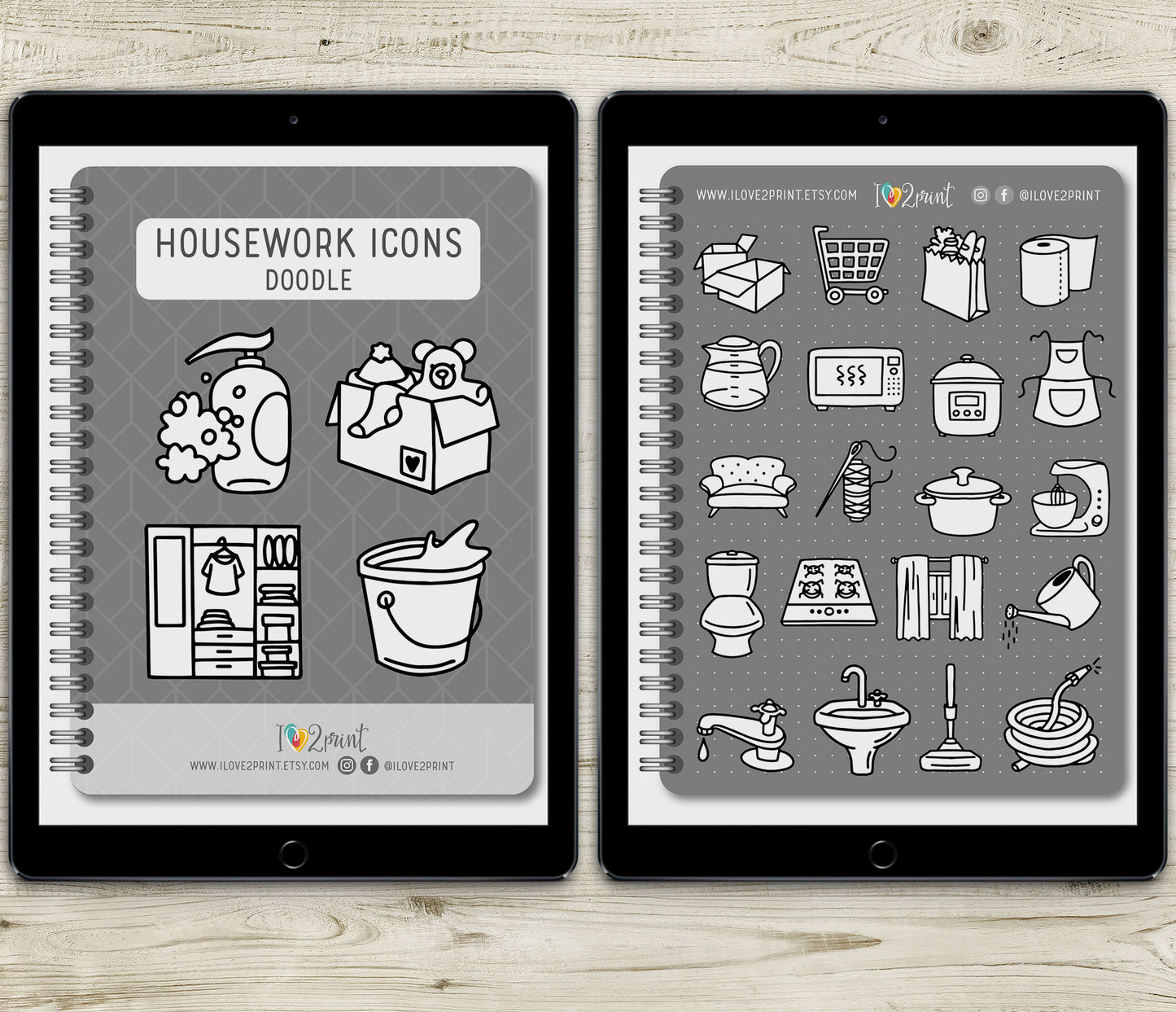 100 House Work Icons - Pre-Cropped DOODLE GoodNotes Book Digital Planner Sticker