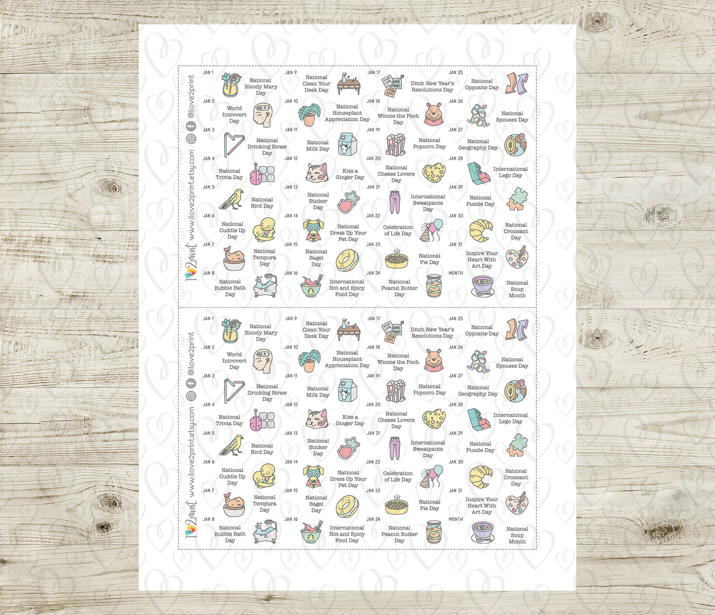 377 Wacky Holidays Stickers – COLOR Daily Fun Printable Planner Icons - PDF & Cut Files