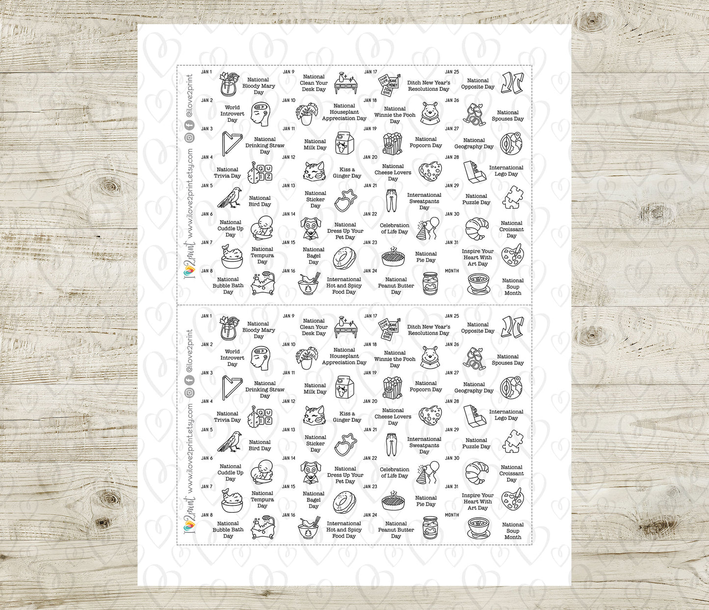 377 Wacky Holidays Stickers – DOODLE Daily Fun Printable Planner Icons - PDF & Cut Files