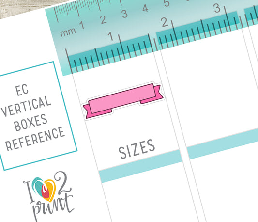 48 Colorful Banner Doodle Quarter Box Stickers | Printable Functional Planner Supplies | PDF & Cut Files