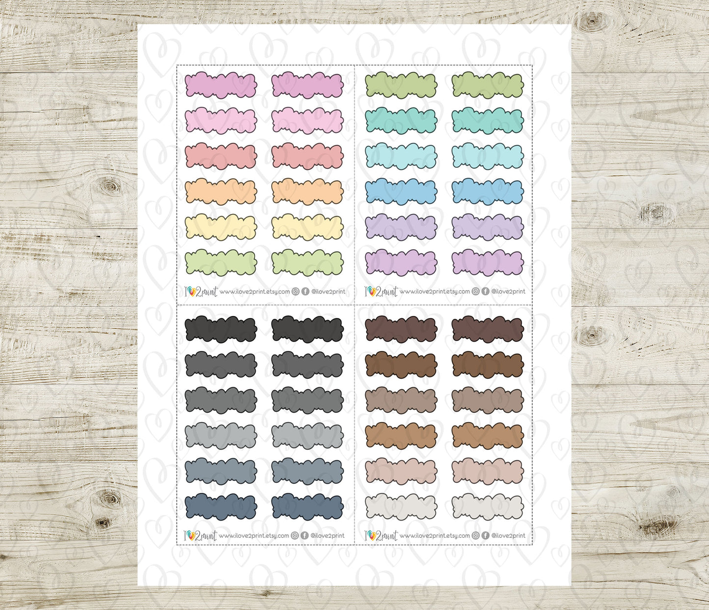 48 Colorful Bubble Doodle Quarter Box Stickers | Printable Functional Planner Supplies | PDF & Cut Files