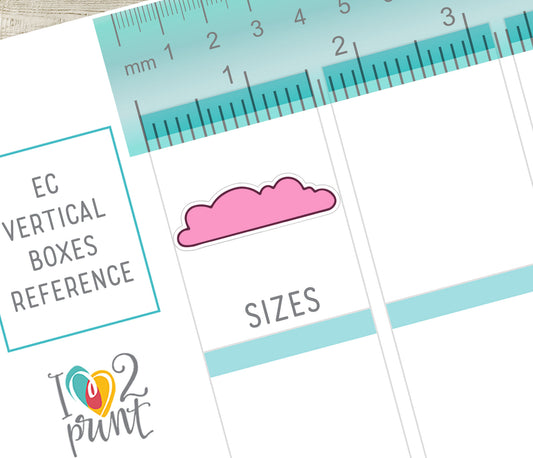 48 Colorful Cloud Doodle Quarter Box Stickers | Printable Functional Planner Supplies | PDF & Cut Files