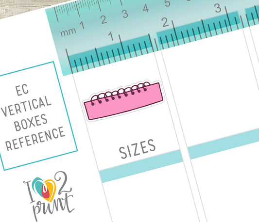 48 Colorful Coiled Note Quarter Box Stickers | Printable Functional Planner Supplies | PDF & Cut Files