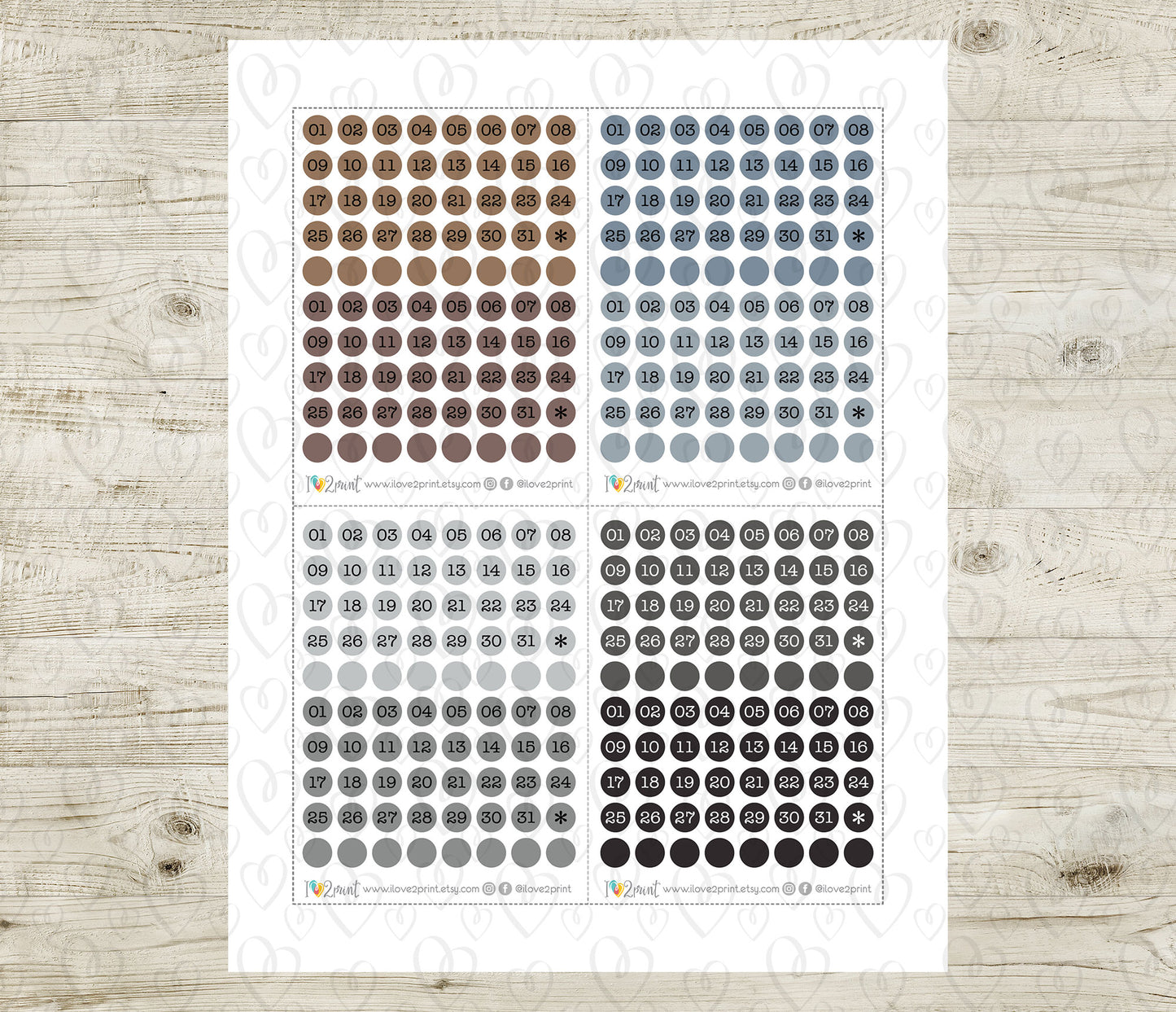 Day Dots Pastel Colors – Printable Planner Stickers for Calendars & Journals – PDF + Cut Files – Instant Download