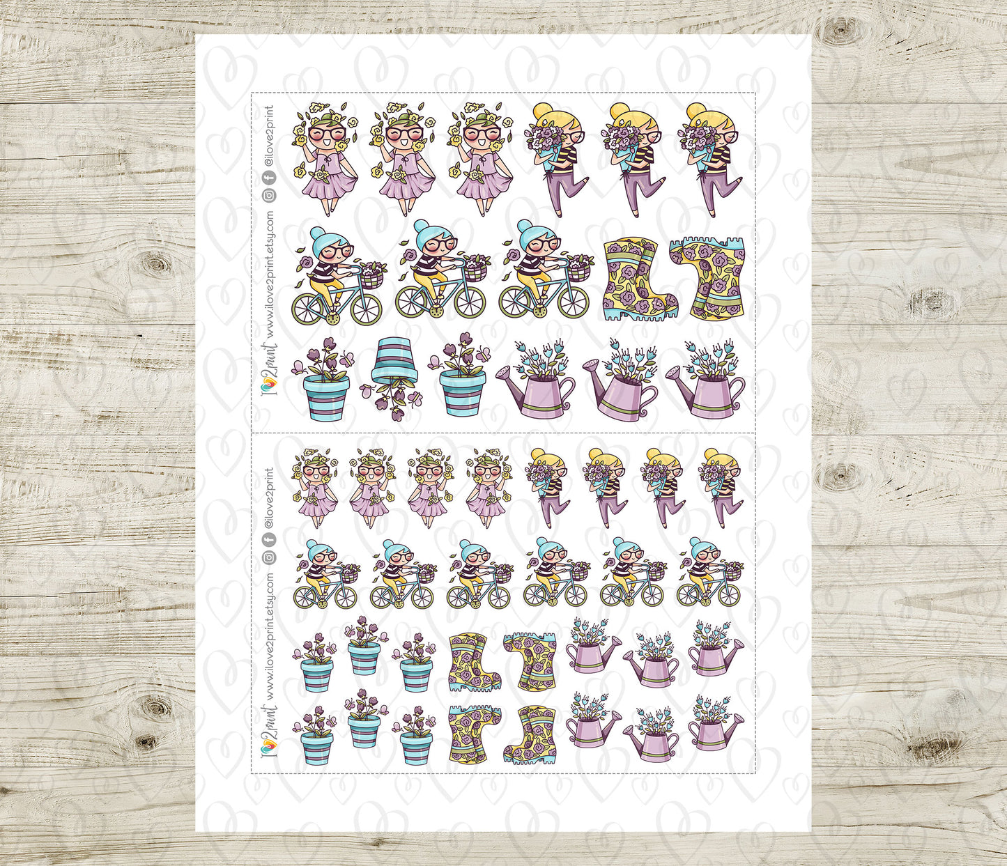 Elena Spring – Color (2 skin tones) Printable Stickers (PDF + Cut Files)