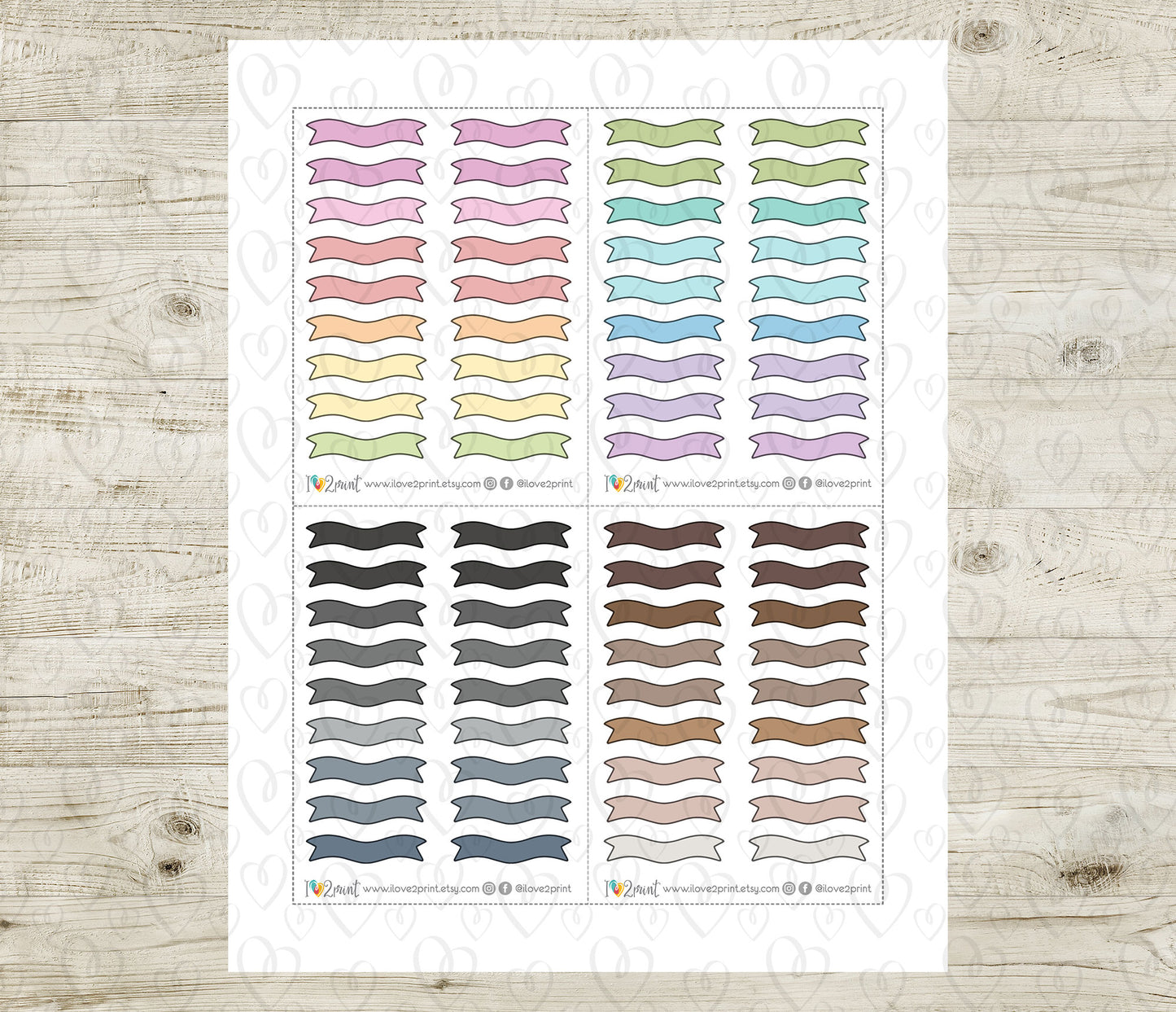 48 Colorful Flag Note Quarter Box Stickers | Printable Functional Planner Supplies | PDF & Cut Files