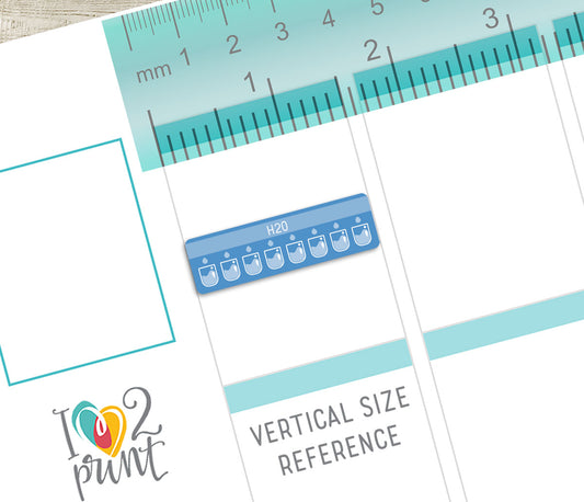 Hydration H2O Stickers - Functional Printable Stickers - PDF & Cut Files