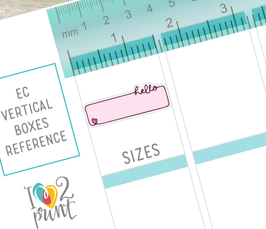 48 Colorful Hello Note Doodle Quarter Box Stickers | Printable Functional Planner Supplies | PDF & Cut Files