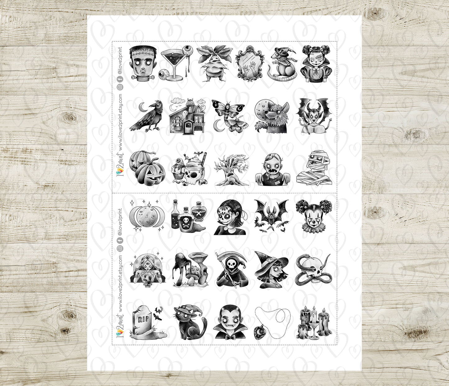 Nocturnal Shadows Decorative Stickers - Printable PDF & Cut Files