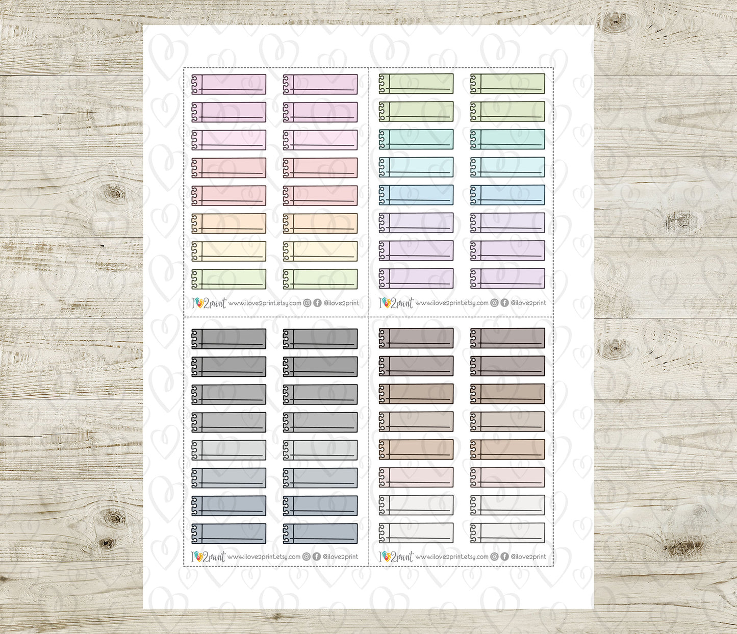 48 Colorful Notebook Note Doodle Quarter Box Stickers | Printable Functional Planner Supplies | PDF & Cut Files